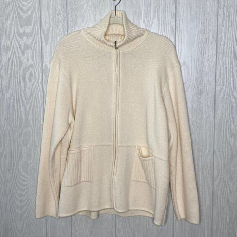 Norm Thompson cream zip up sweater‎